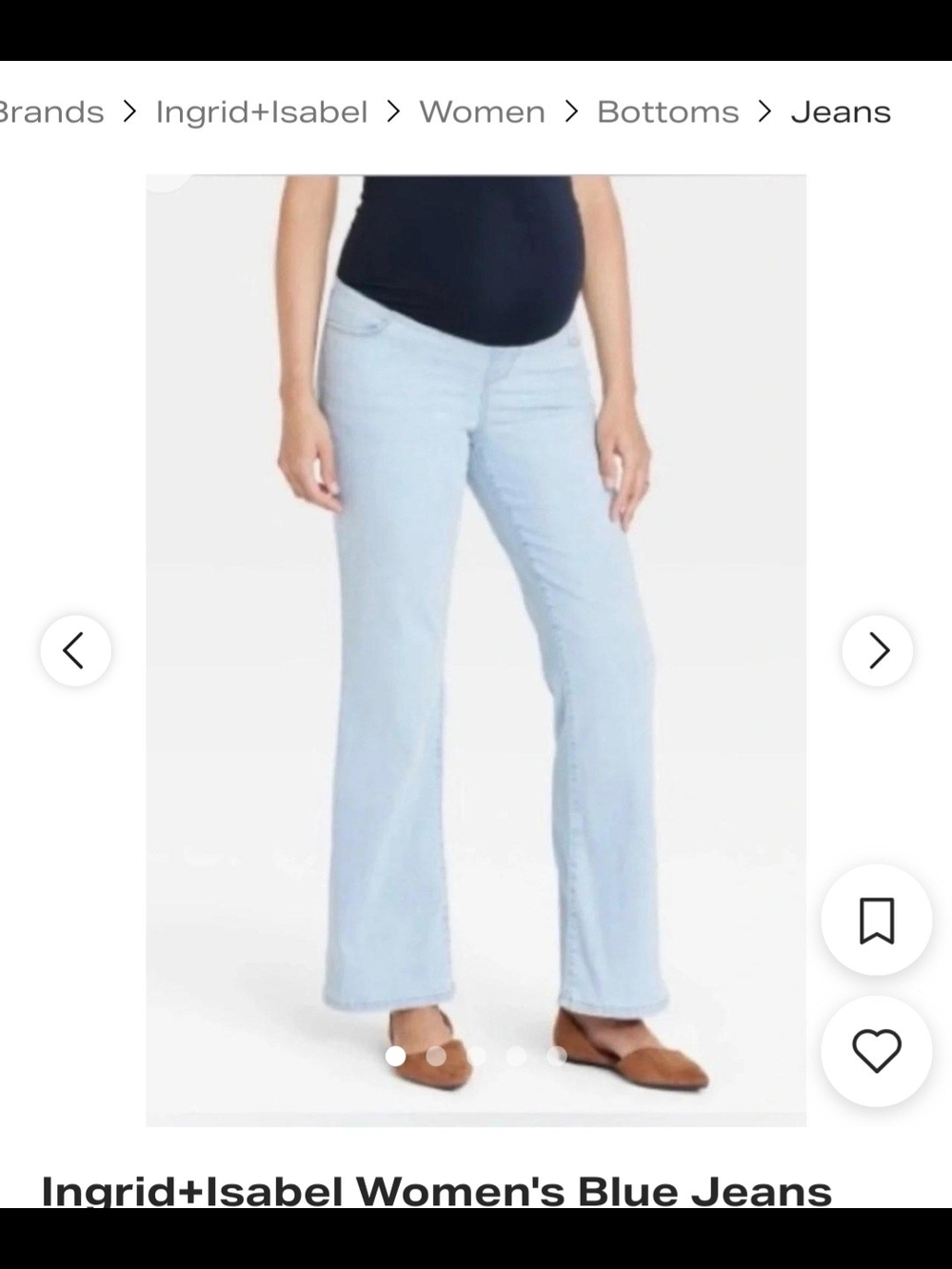 Target Light Wash Maternity Flare Jeans with Black Waist Panel